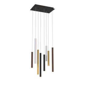 M8083  Cala Rectangle 8 Light 2.5m Pendant 48W LED Sand White/Sand Black/Gold/Rust Brown